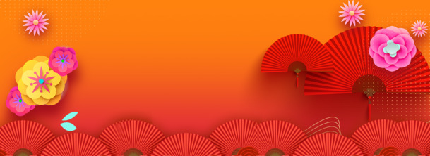 中国风立体花朵扇子PNG透明背景，古典元素设计素材高清下载