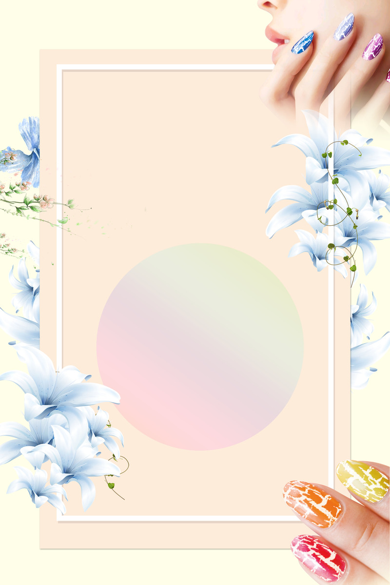 简约文艺夏促美甲海报背景，小清新JPG/PSD设计素材高清下载