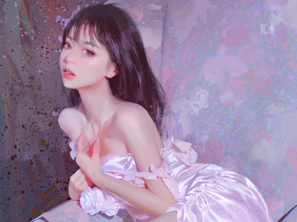 绝美厚涂动漫女神裙子壁纸，高清2732x2048平板专用，一键下载！