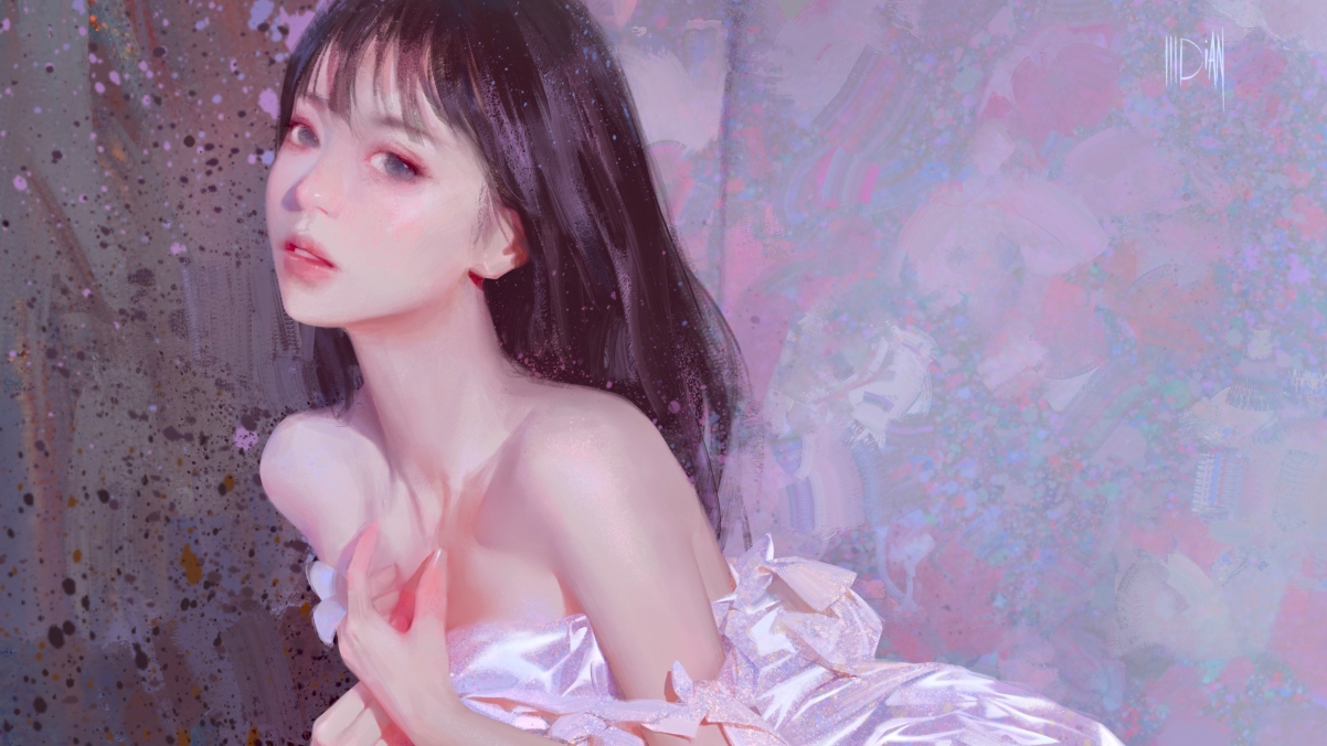 唯美高清4K动漫，厚涂美女穿裙装，精致壁纸3840x2160免费下载