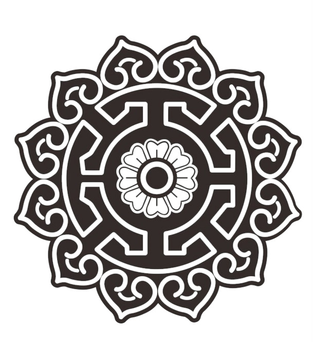 黑色蒙古传统装饰图案，高清PNG透明图，花纹设计素材下载