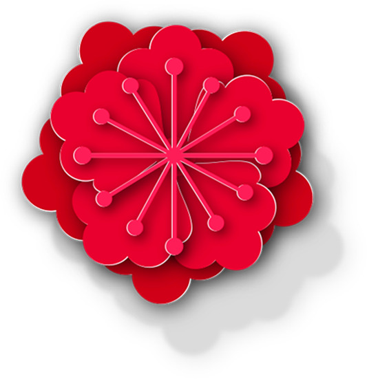 剪纸梅花PNG透明图片，带阴影高清版，节日元素素材下载（元旦/春节/元宵）