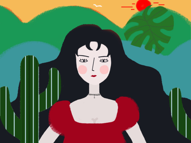 插画女孩封面，高清PNG透明背景，抽象梦幻设计素材下载