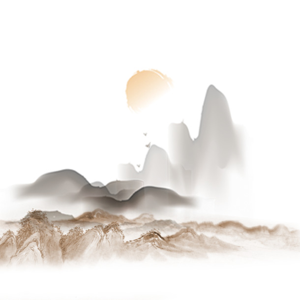 中国风山水画PNG透明素材，高清装饰元素，免费下载