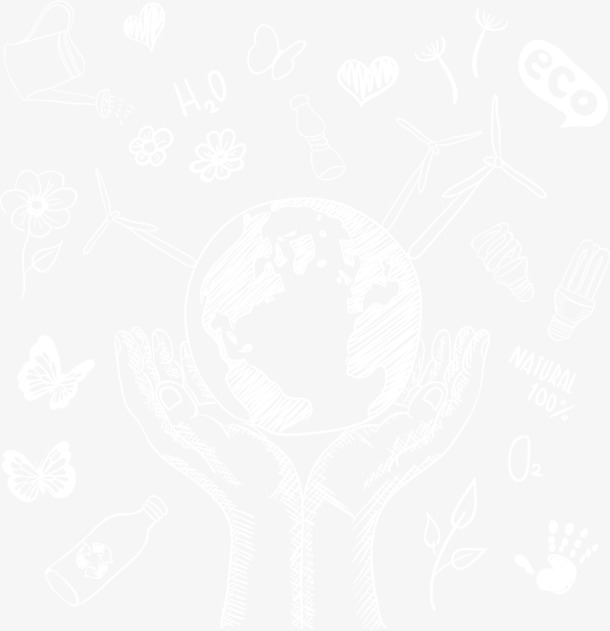 白色线条手掌地球PNG透明底纹，高清设计素材免费下载