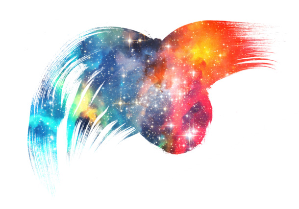 彩色星空泼墨PNG透明图片，高清装饰元素与笔触设计素材下载