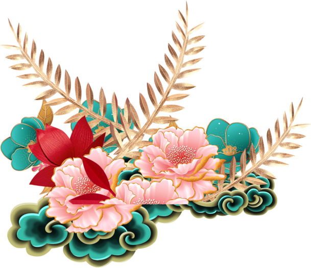 春节绿色祥云PNG透明底纹，高清装饰花纹图片素材下载
