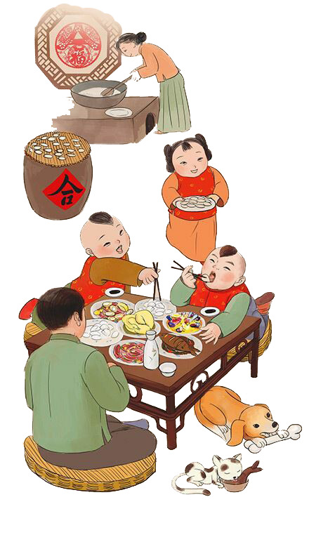 春节团圆饺子盛宴，高清PNG透明中国风图片素材，免费下载装点佳节