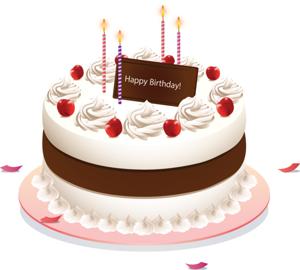 高清PNG透明素材，手绘卡通白色奶油生日蛋糕，AI格式设计元素下载