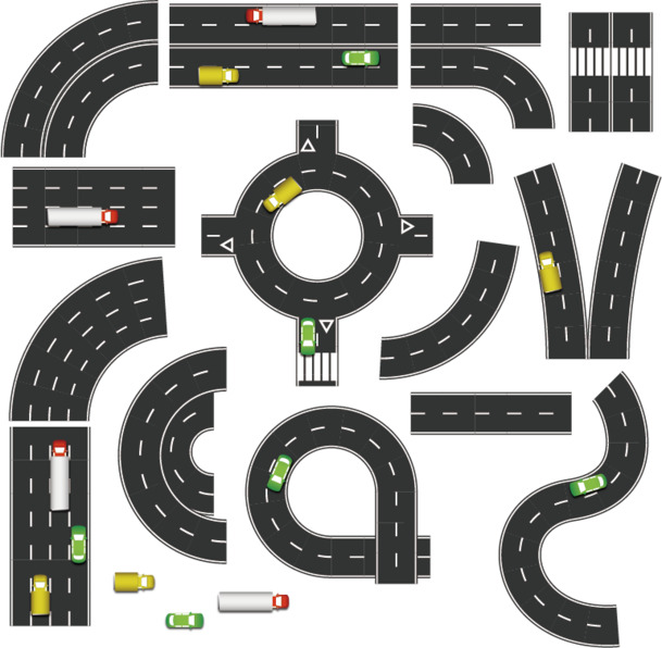 公路素材，高清PNG透明手绘卡通元素，AI格式设计素材下载