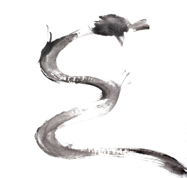 黑色水墨龙曲线，高清PNG透明图片，装饰元素与笔触设计素材下载