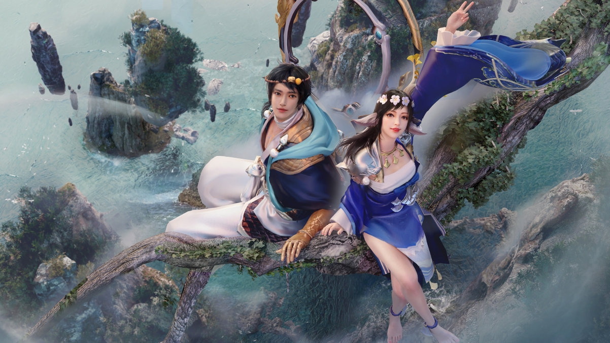 情侣山海竞速，高清4K壁纸下载，树枝细节尽显，3840x2160极致画质