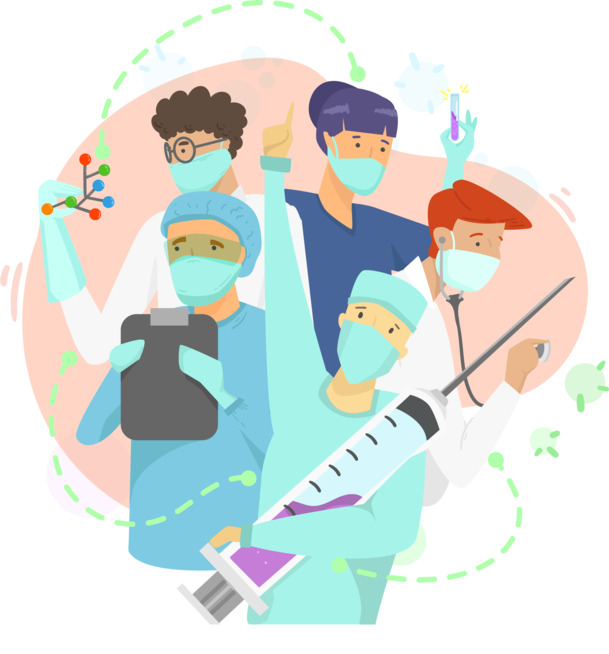 抗疫医护英雄手绘PNG透明图，卡通风格设计素材免费下载