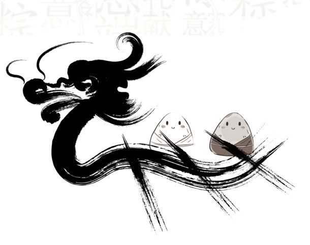 端午节习俗手绘，水墨龙舟插图，高清PNG透明，卡通手绘元素，设计素材下载
