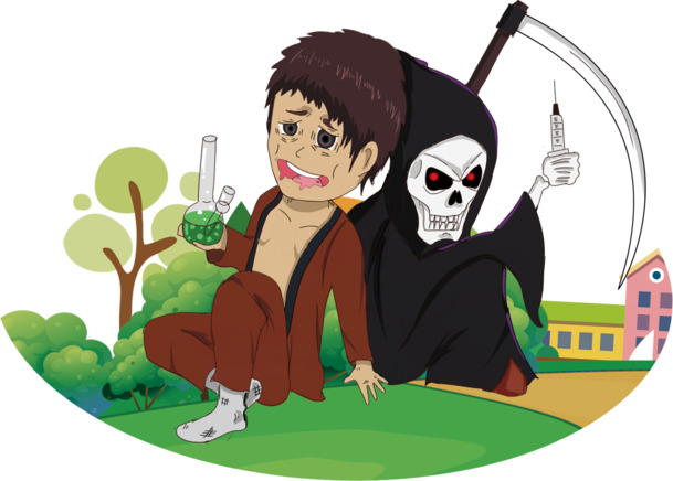 

被吸毒困扰者的背后阴影，高清PNG透明死神形象，免扣素材，创意设计必备