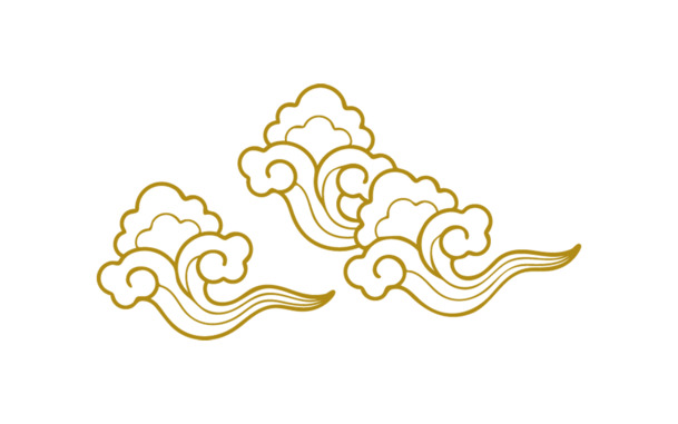 中国风三朵云纹PNG透明图片，高清装饰元素，花纹设计素材下载