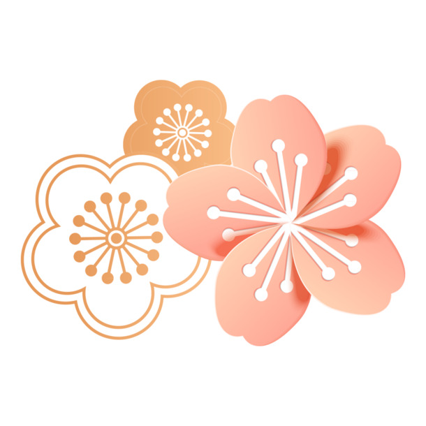 中秋佳节，樱花花卉手绘卡通PNG图片，节日元素设计素材下载