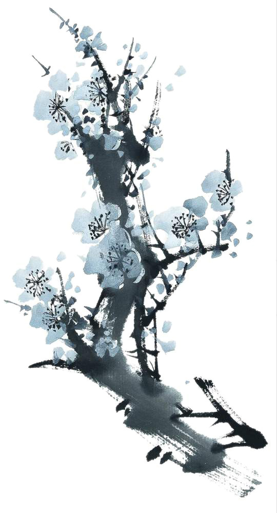 腊梅花PNG透明图，高清装饰元素，笔触墨迹设计素材下载