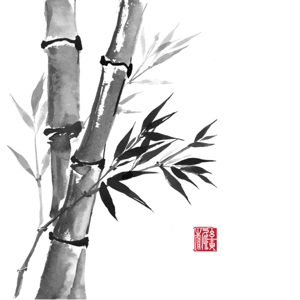 中国风墨竹PNG透明图片，高清装饰元素，植物设计素材下载