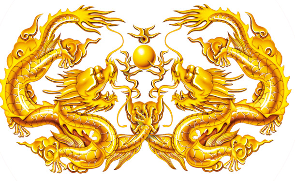 中国风双龙PNG透明高清装饰图片，设计素材下载