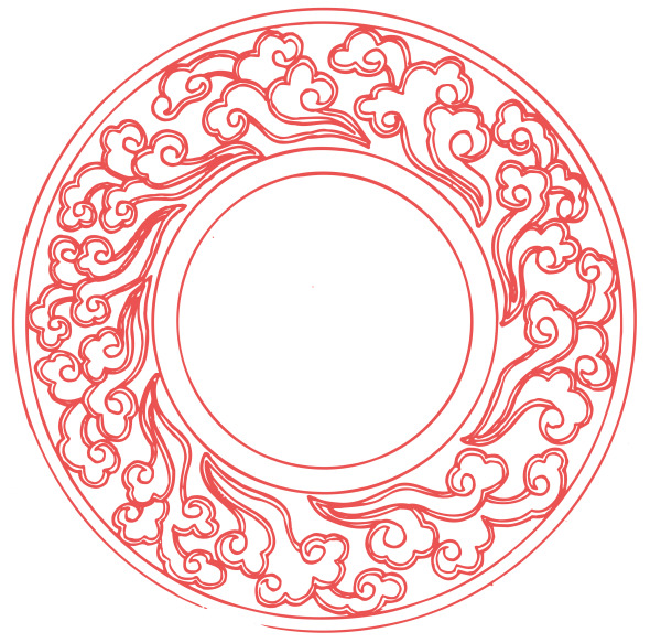 红色中国风云朵圆圈PNG透明图，高清装饰花纹素材下载