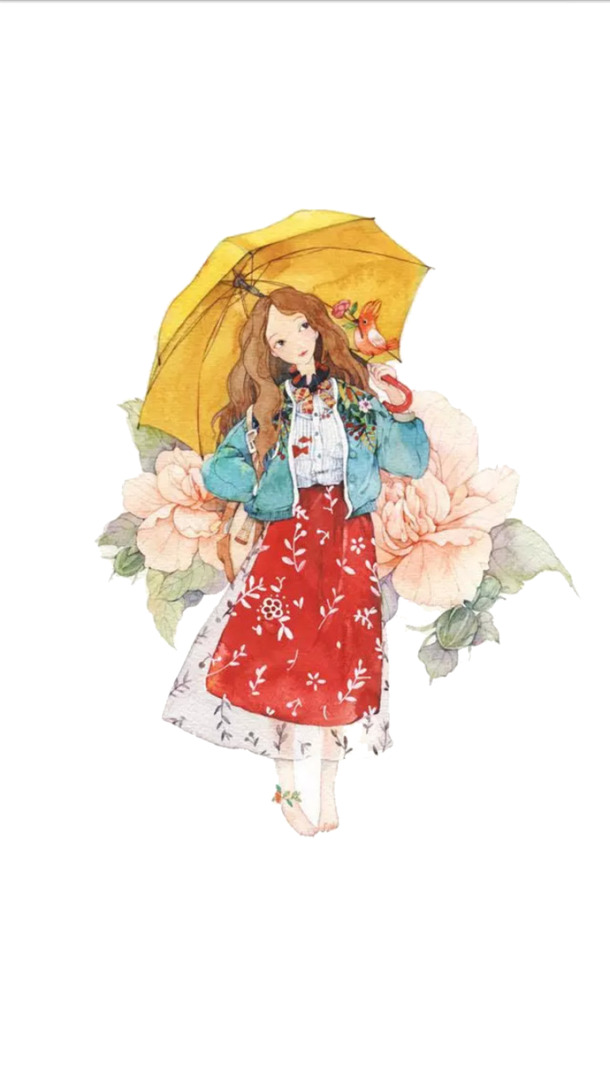 唯美手绘人物插画，高清PNG透明素材，创意卡通手绘元素，免费下载