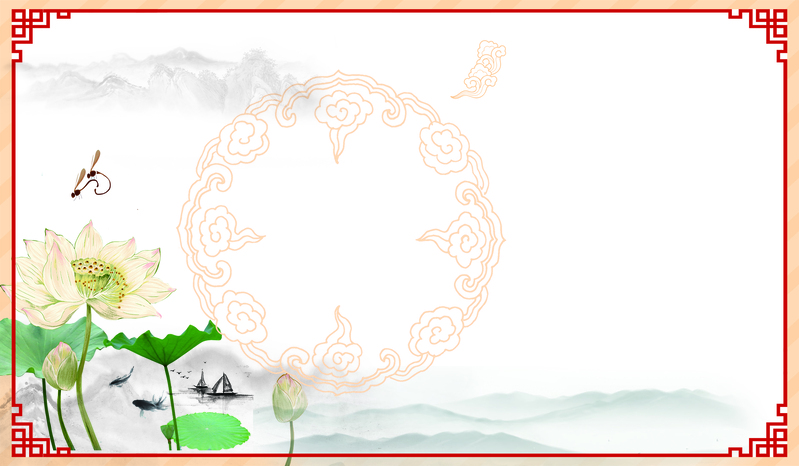 复古中国风山水画PSD边框海报背景，高清JPG素材免费下载