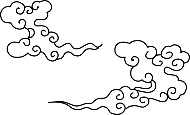 黑色祥云纹理，淘宝促销PNG透明图，中国风装饰元素，高清下载