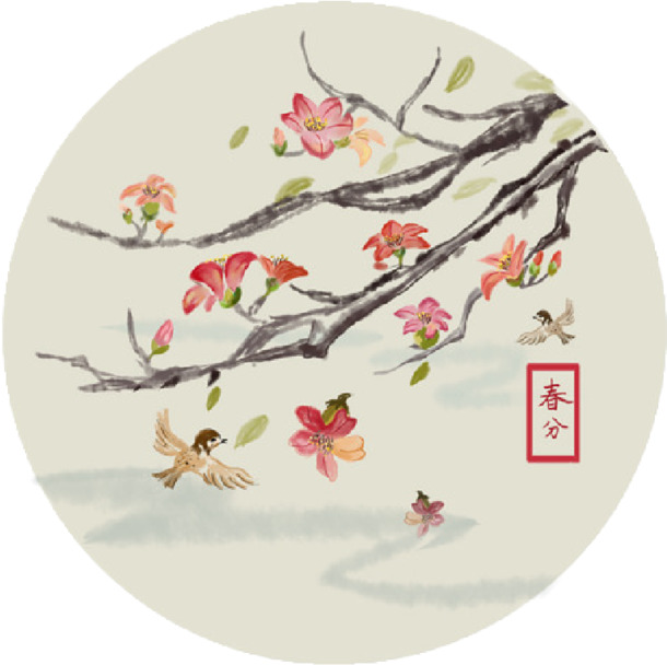 春分节日元素，精美扇面PNG透明图片，高清下载，创意节日设计素材