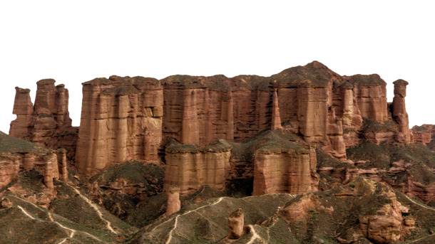七彩丹霞透明PNG背景，高清摄影风景素材，免费下载