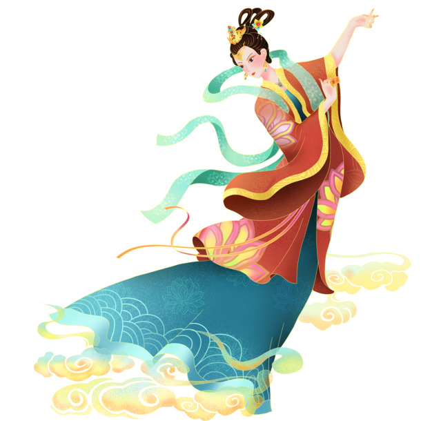 中秋节国风仙女插画，高清PNG透明免抠元素，PSD格式设计素材下载