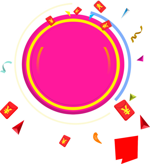 冲击力红包，创意标题框PNG透明图，高清漂浮元素，几何图形设计素材下载