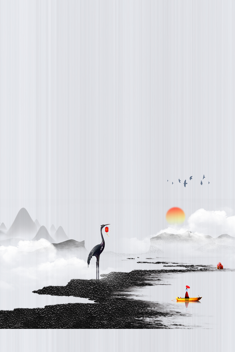 清明时节水墨中国风背景，复古JPG/PSD设计素材高清下载