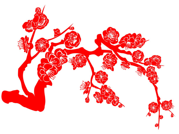 红色梅花PNG高清透明素材，漂浮花瓣设计元素，免费下载