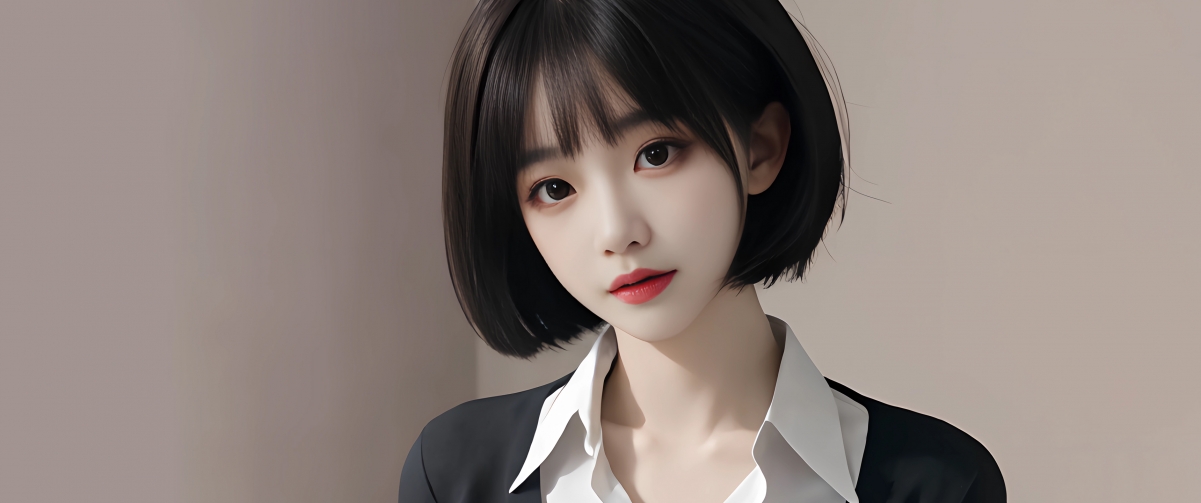 动漫短发美女高清4K壁纸，带鱼屏适配，3440x1440超清下载