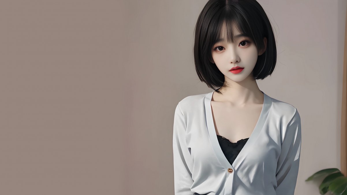 短发女神魅力尽显，AI绘制4K超清壁纸，动漫美图3840x2160免费下载