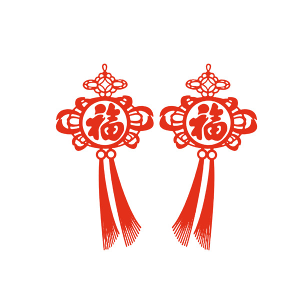 福字中国结挂件PNG透明图，中国风装饰元素，高清素材下载