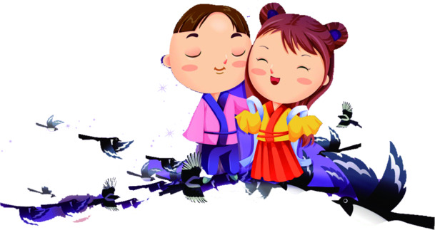 古风卡通情侣PNG透明图，情人节节日元素，高清设计素材下载