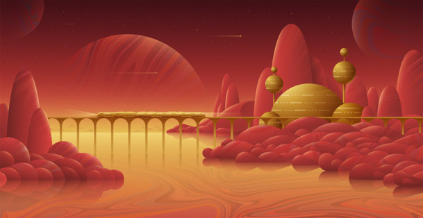 手绘粉色风景插图，高清PNG透明背景，卡通手绘元素，设计素材下载