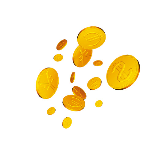 金币PNG透明高清图，漂浮元素设计素材，一键下载