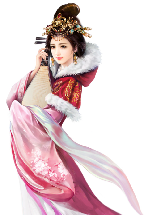 古风美女PNG透明图，高清中国风装饰元素，设计素材免费下载