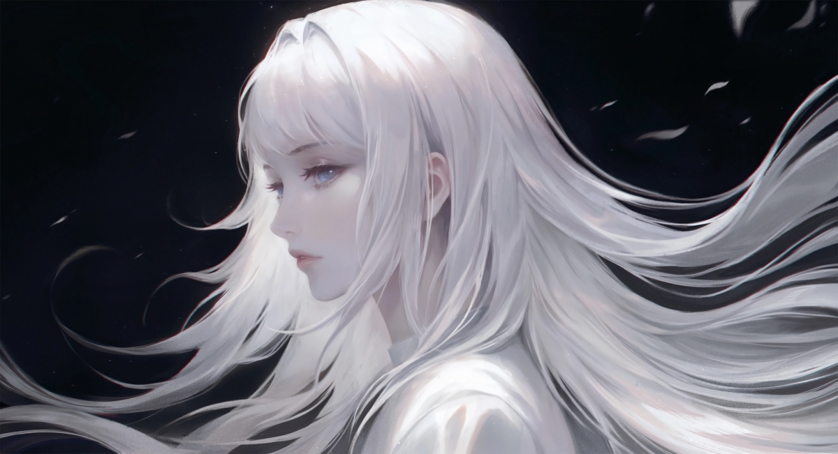 白发少女面容精致，4K动漫壁纸超清呈现，4000x2170高清下载
