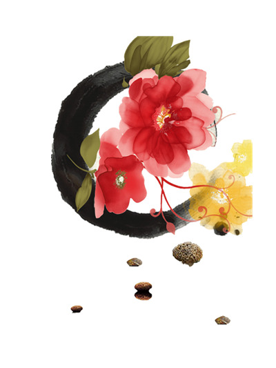 水墨花高清PNG透明素材，装饰笔触，设计元素，免费下载