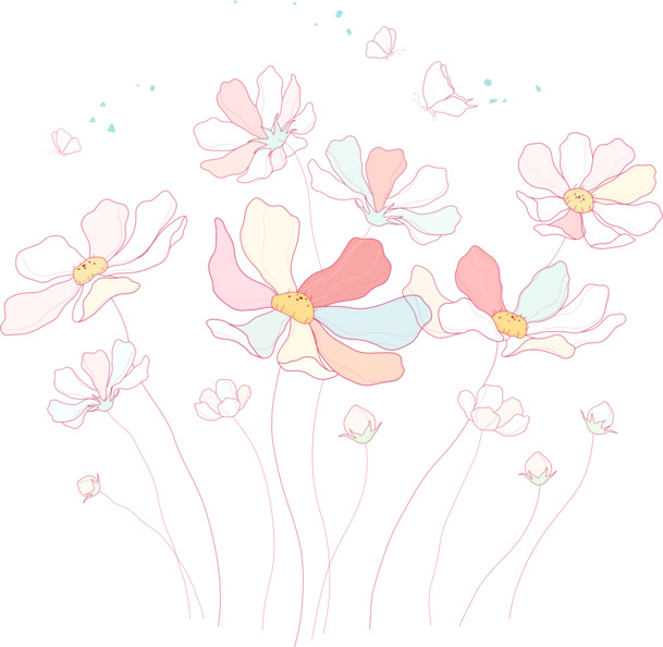 手绘格桑花PNG透明图片，高清装饰元素与花纹设计素材下载
