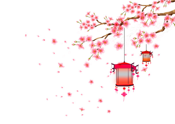 古风粉色梅花PNG透明图，中国风装饰元素，高清素材免费下载
