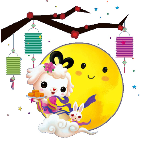 中秋佳节玉兔献礼，高清PNG透明中秋节图片素材，一键下载设计必备