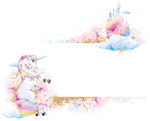彩绘花卉独角兽PNG透明图，高清矢量装饰花纹，设计素材下载