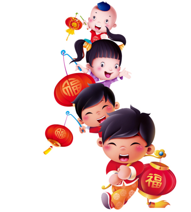 新春佳节娃娃喜庆素材，高清PNG透明图片，节日元素丰富，元旦春节元宵设计素材下载