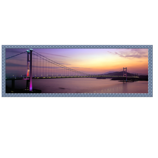 珠港澳大桥夜景高清PNG图片，实物风景相框，透明背景，设计素材下载
