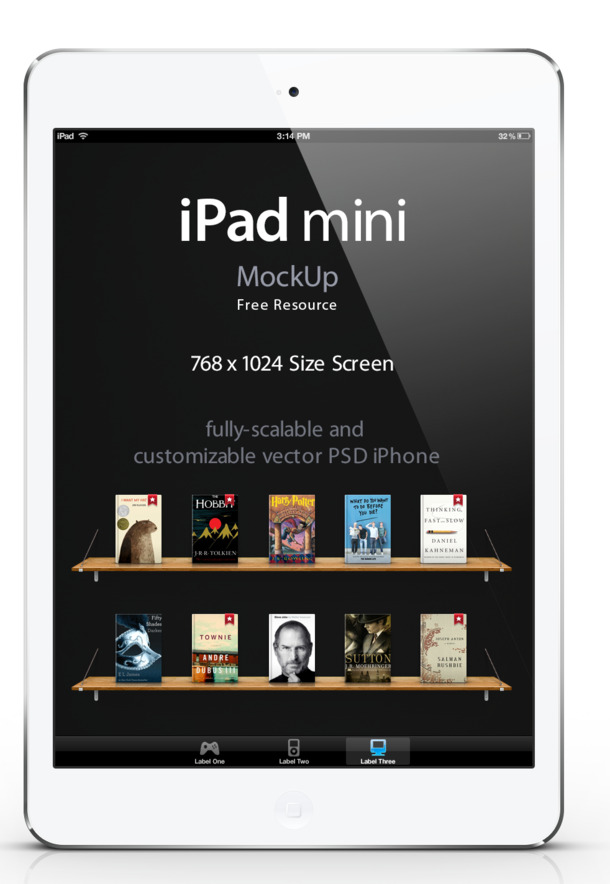 iPad mini矢量PNG透明图，高清装饰元素，AI格式生活素材下载